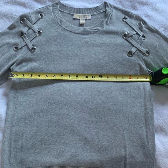 Michael Kors NWT Lace-Up Grey Crewneck Sweater L - Picture 11 of 16